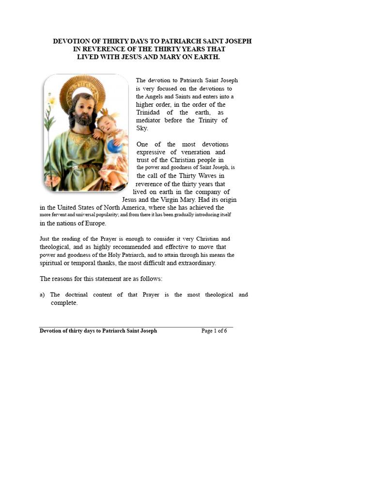 Thirty-Day Devotion to Saint Joseph | PDF | Saint Joseph | Mary, Mother ...
