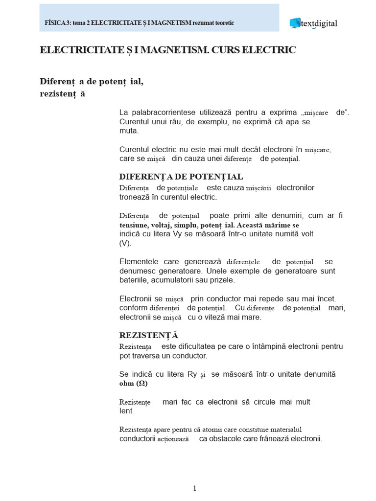 Electricitate Și Magnetism PDF | PDF