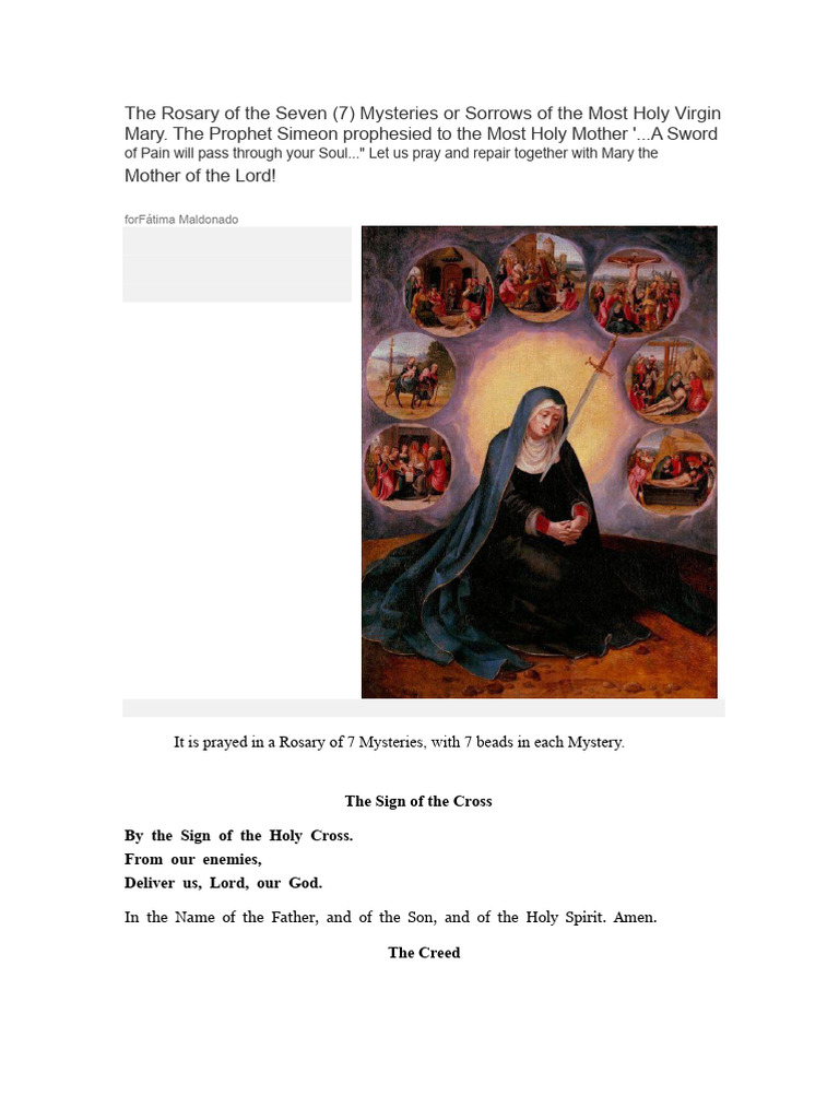 The Rosary of The Seven Sorrows of Mary | PDF | Rosary | Mary, Mother ...