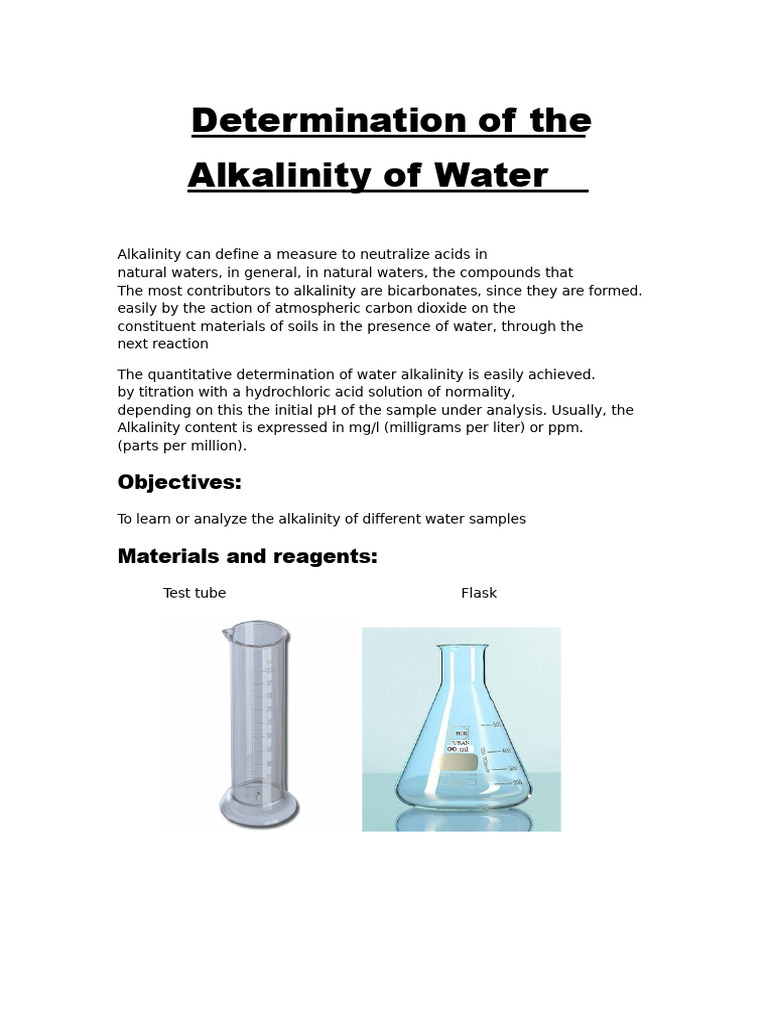 Alkalinity Determination in Water Samples | PDF | Alkalinity | Titration