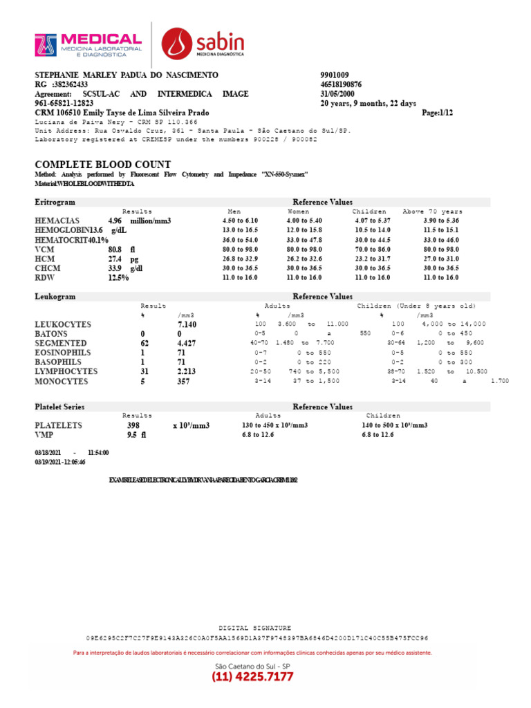 Blood Test | PDF | Glycated Hemoglobin | Clinical Medicine