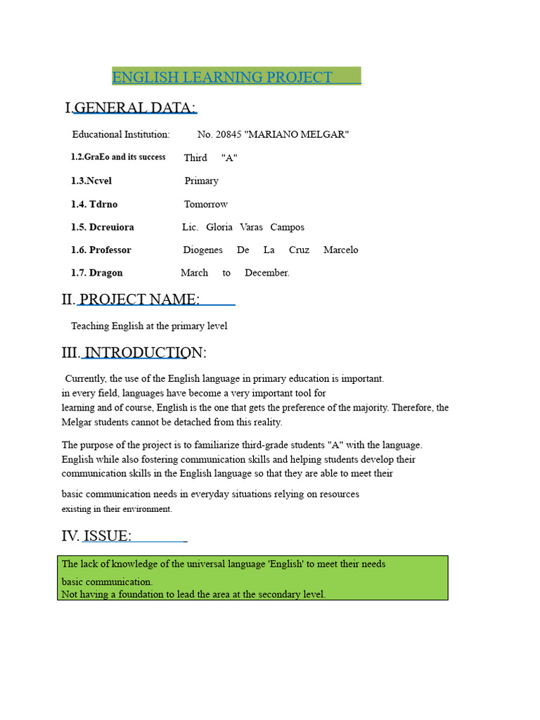 English Learning Project | PDF | English Language | Communication