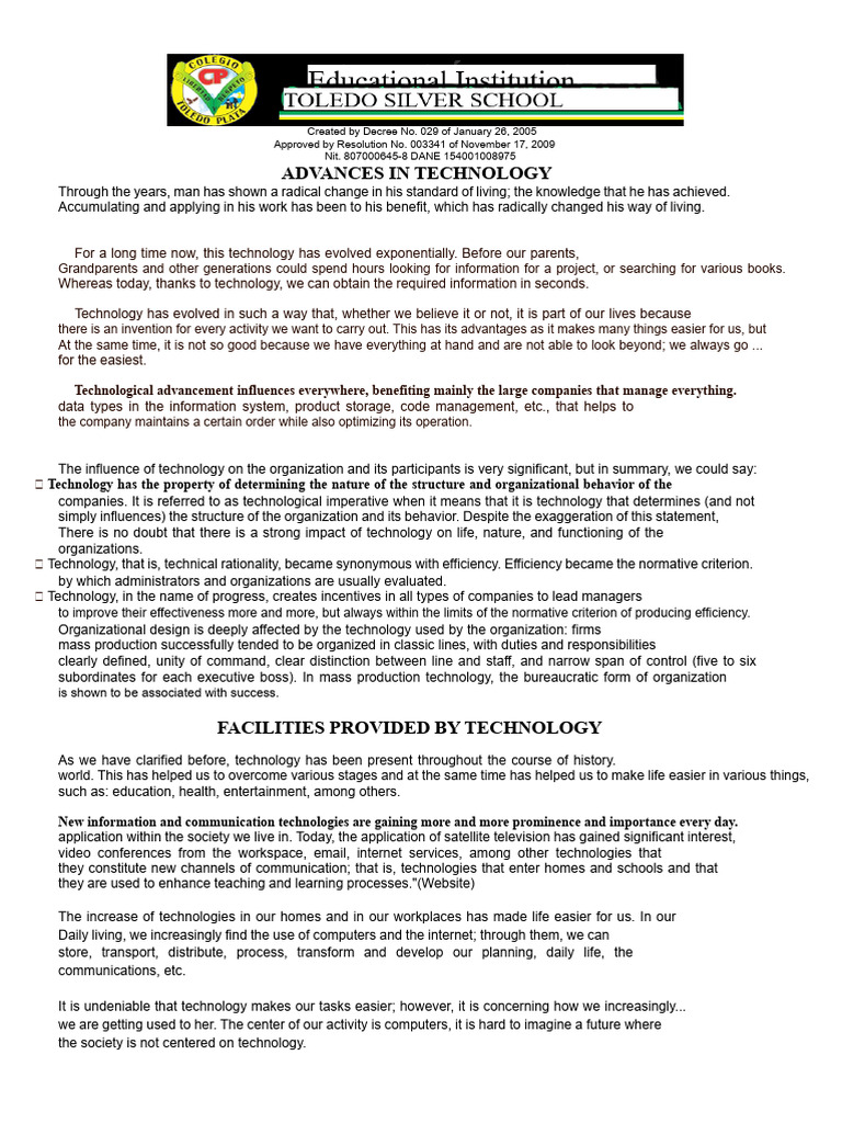 Impacts of Technology on Society | PDF | Information | Society