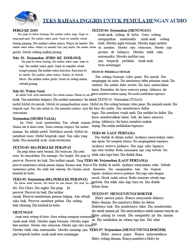 Teks Bahasa Inggris Dengan Audio Untuk Pemula | PDF