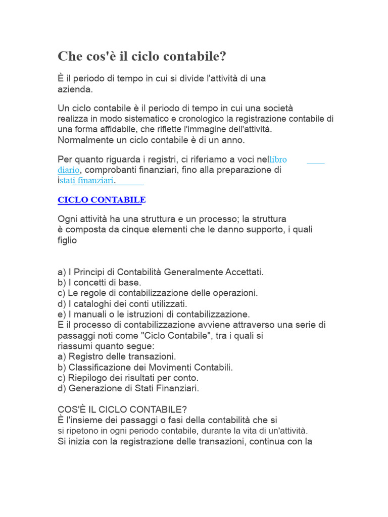 Che Cos'è Il Ciclo Contabile | PDF