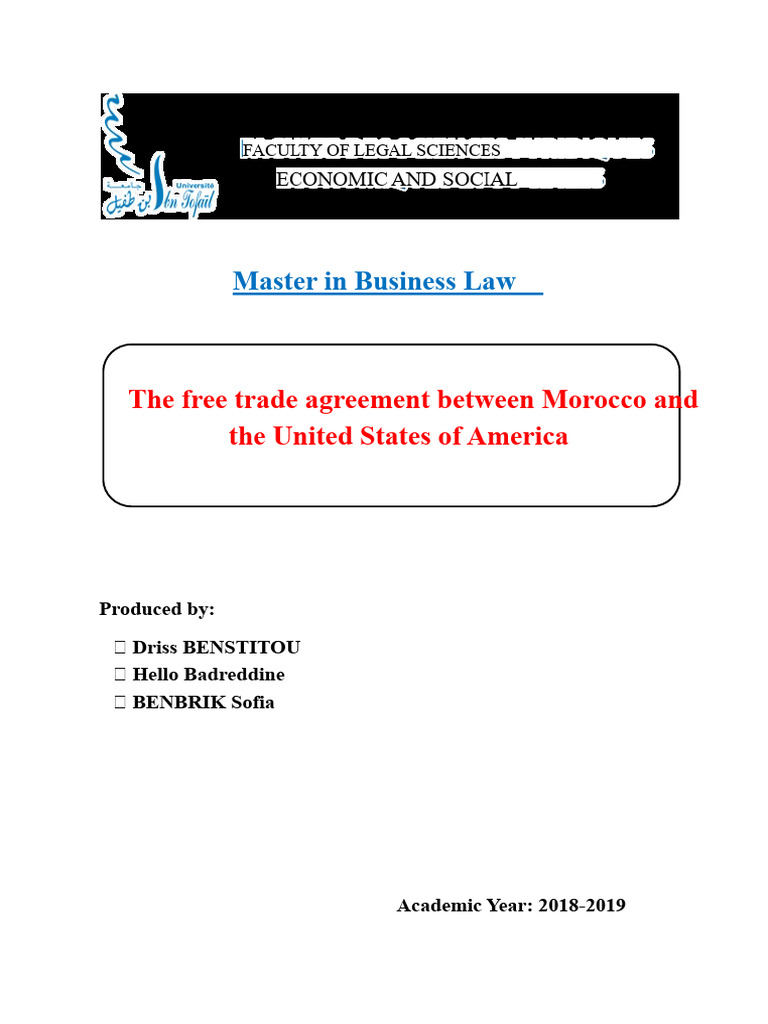 Free Trade Agreement Between Morocco and The USA | PDF | Tariff | Morocco