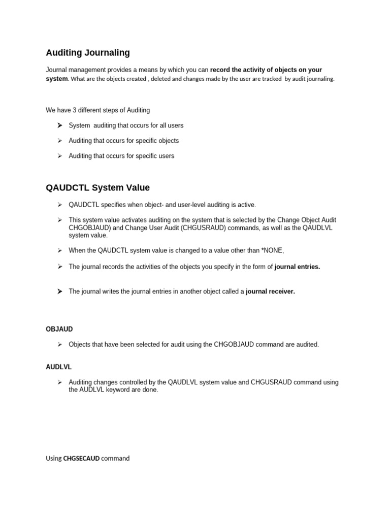 Understanding Auditing Journaling Steps | PDF