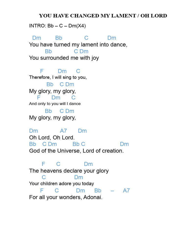 Has Changed / Oh Adonai Chords | PDF