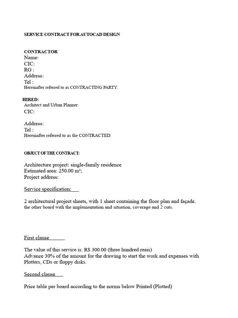 AutoCAD Design Service Contract | PDF | Specification (Technical Standard)