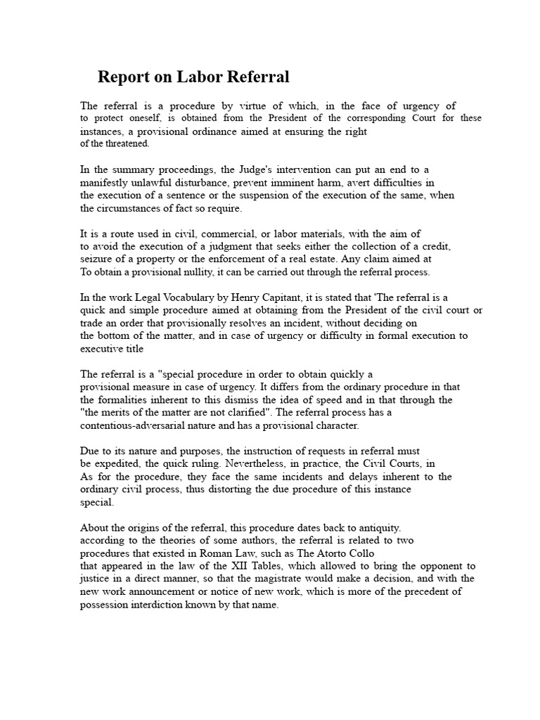 Report On Labor Referral | PDF | Judgment (Law) | Appeal