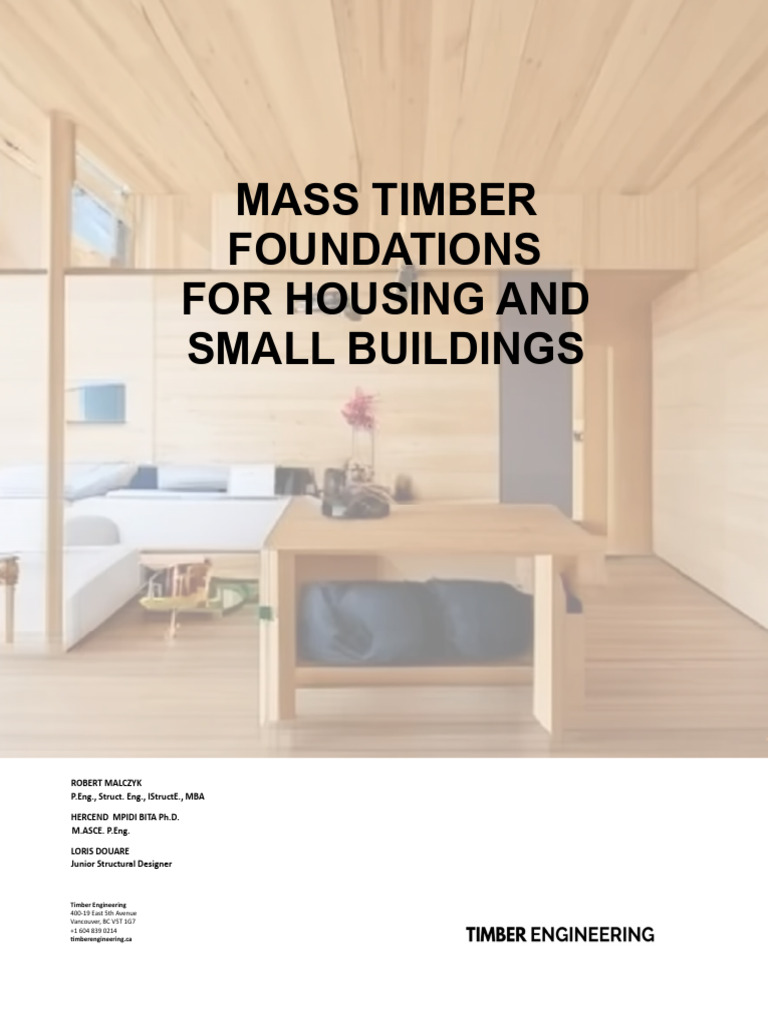 Mass Timber Foundations For Housing and Small Buildings | PDF | Lumber ...