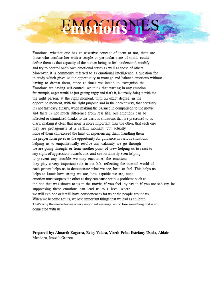 The Emotions Argumentative Text PDF | PDF