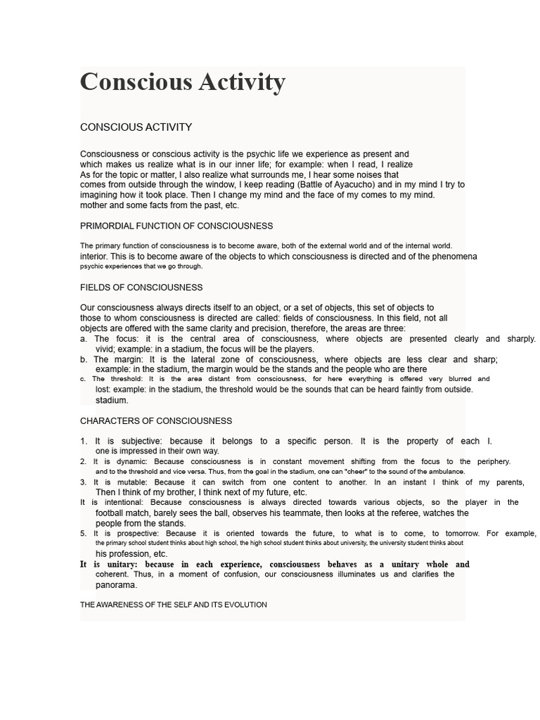 Conscious Activity | PDF | Consciousness | Mind
