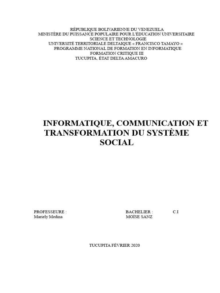 Informatique et Communication : Définitions et Utilités | PDF ...
