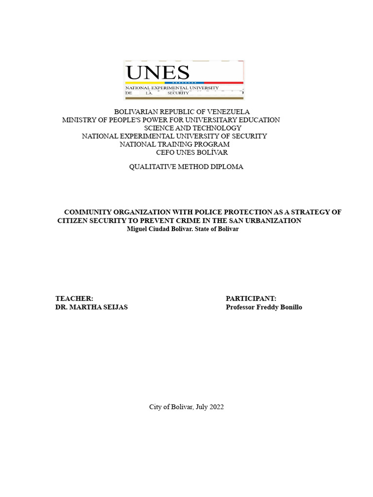 Community Security Strategies in Venezuela | PDF | Methodology | Police
