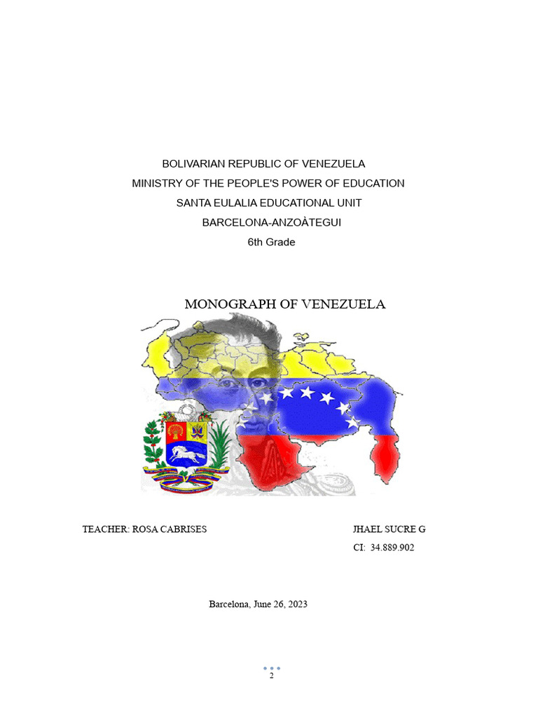 6th Grade Monograph on Venezuela | PDF | Venezuela | Agriculture