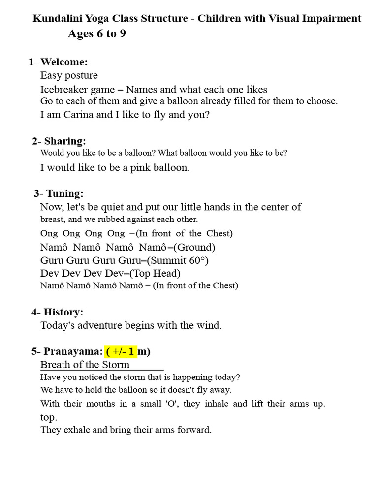 Structure of The Yoga Class | PDF | Foot