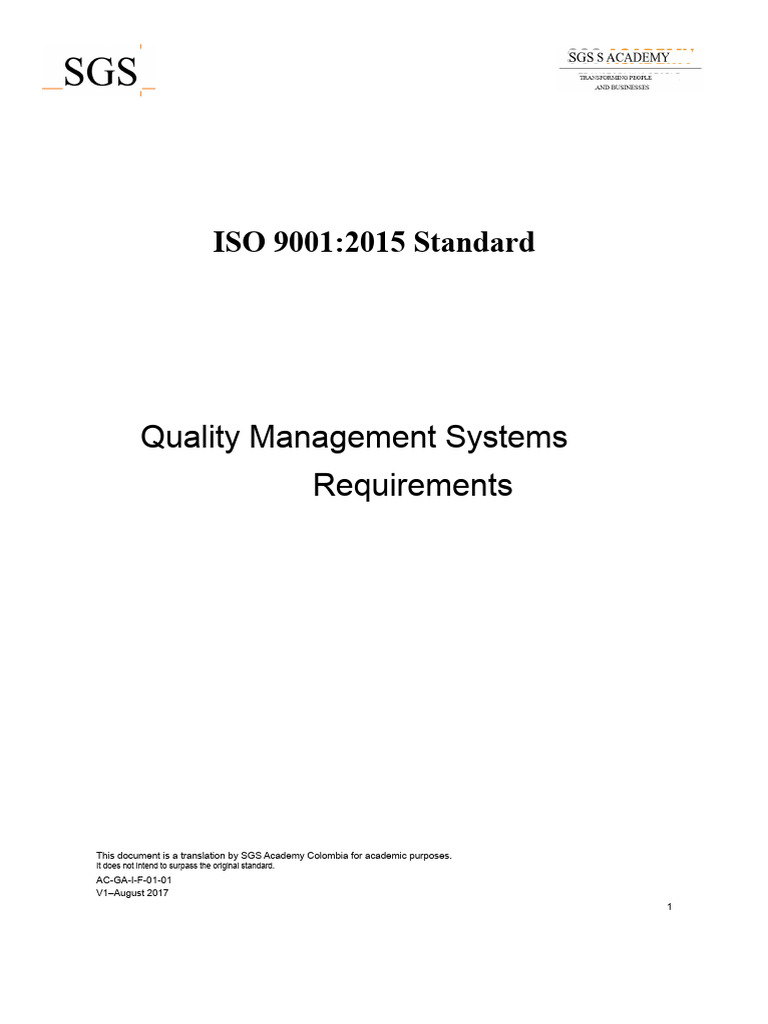 Own Translation ISO 9001 2015 | PDF | Quality Management System ...