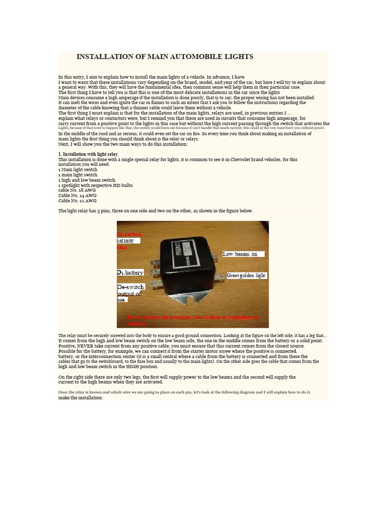 How to Install Main Automobile Lights | PDF | Electrical Connector ...
