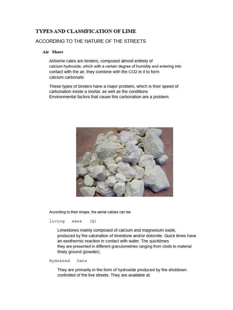 Lime Types and Classifications Explained | PDF | Lime (Material ...