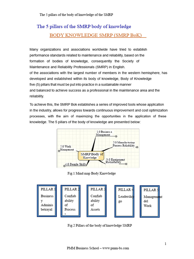 SMRP Body of Knowledge: Five Pillars | PDF | Reliability Engineering ...