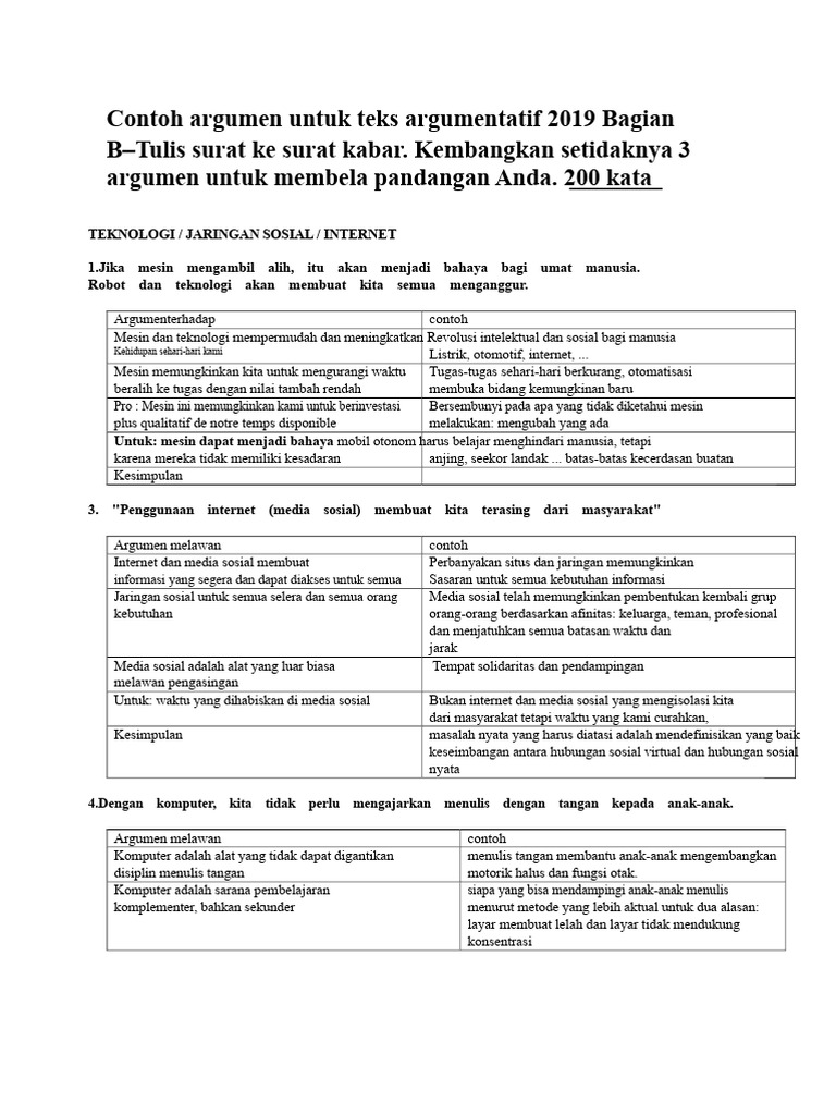 Argumen Teks Argumentatif tentang Teknologi | PDF