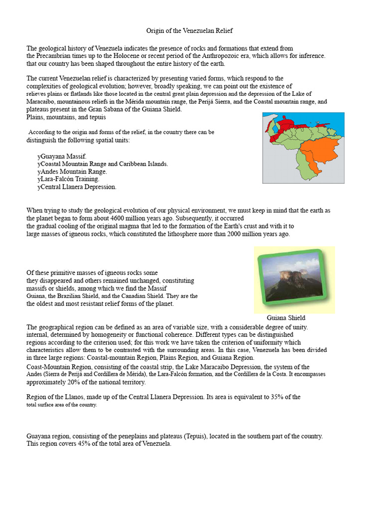 Geological Evolution of Venezuelan Relief | PDF | Venezuela | Precipitation