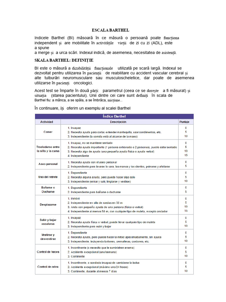 Escala Barthel | PDF