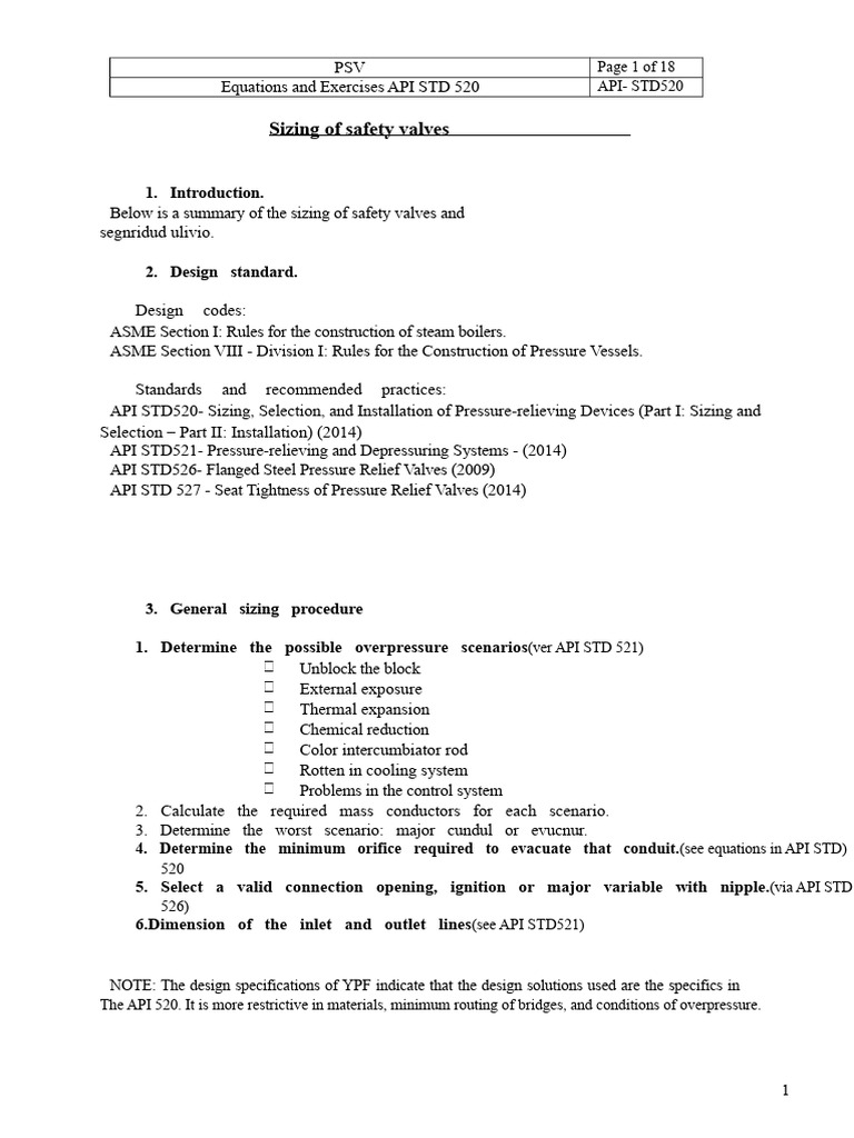 Safety Valve Sizing Guide API STD 520 | PDF | Gases | Liquids