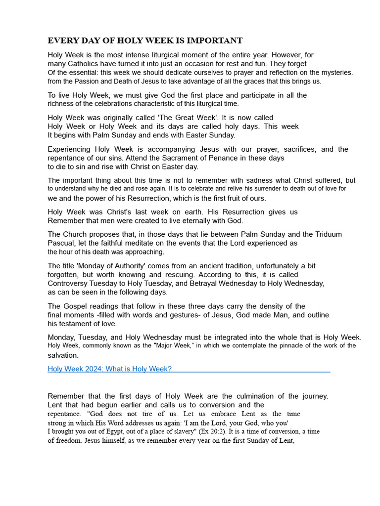 Understanding Holy Week's Significance | PDF | Jesus | Judas Iscariot