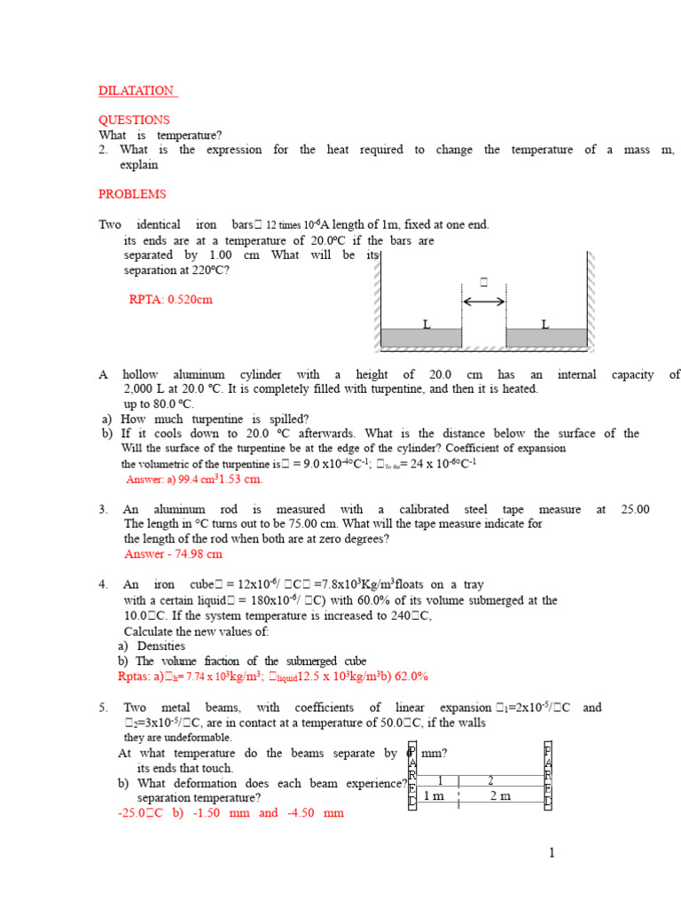 Thermal Expansion Problems and Solutions | PDF | Thermal Expansion ...
