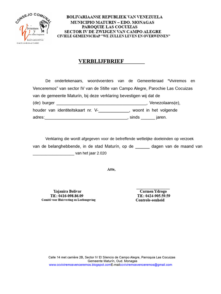 Verblijfsbrief Format | PDF