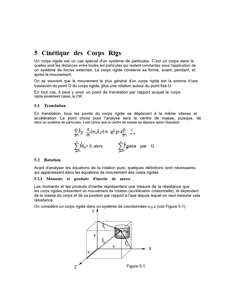 Cinétique des Corps Rigidés | PDF | Rotation | Centre d'inertie
