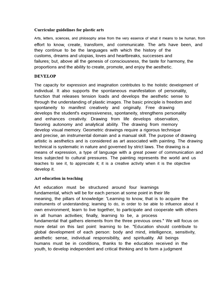 Curricular Guidelines For Visual Arts | PDF | Creativity | Aesthetics