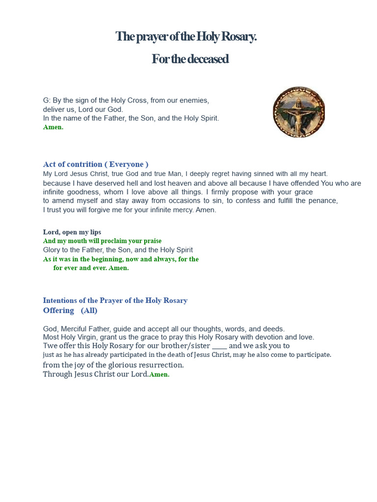 Holy Rosary Prayer for the Deceased | PDF | Mary, Mother Of Jesus ...