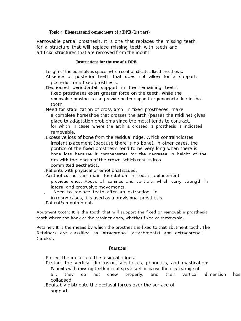 Elements and Components of A DPR | PDF | Dental Anatomy | Tooth