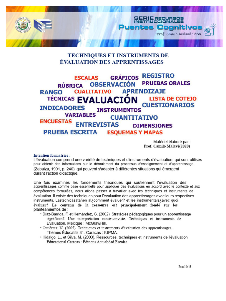 Techniques et Instruments d'Évaluation | PDF | Apprentissage | Pédagogie