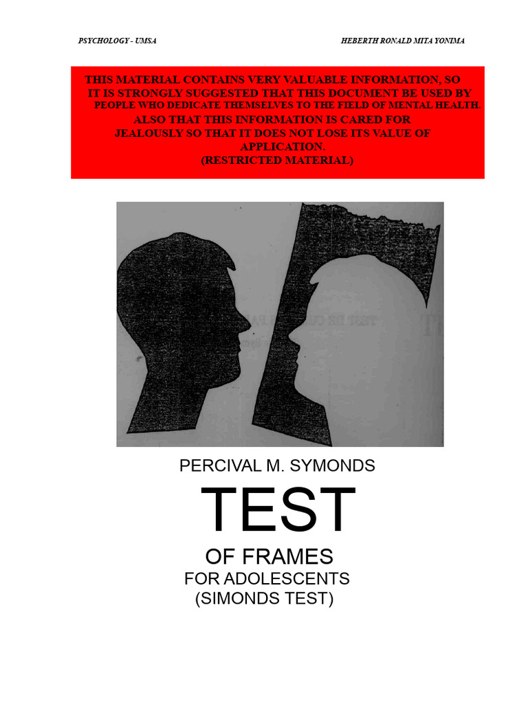 Symonds Test for Adolescent Personality | PDF | Psychotherapy | Guilt ...