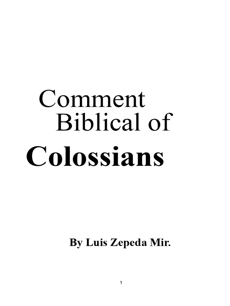 Exegesis of Colossians 3:17-23 | PDF | Epistle To Philemon | Paul The ...