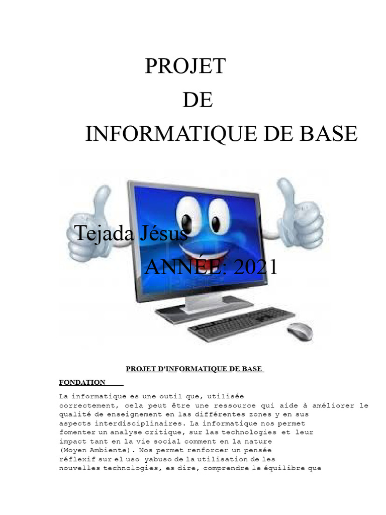 Projet d'informatique de base 2021 | PDF | Informatique | Application