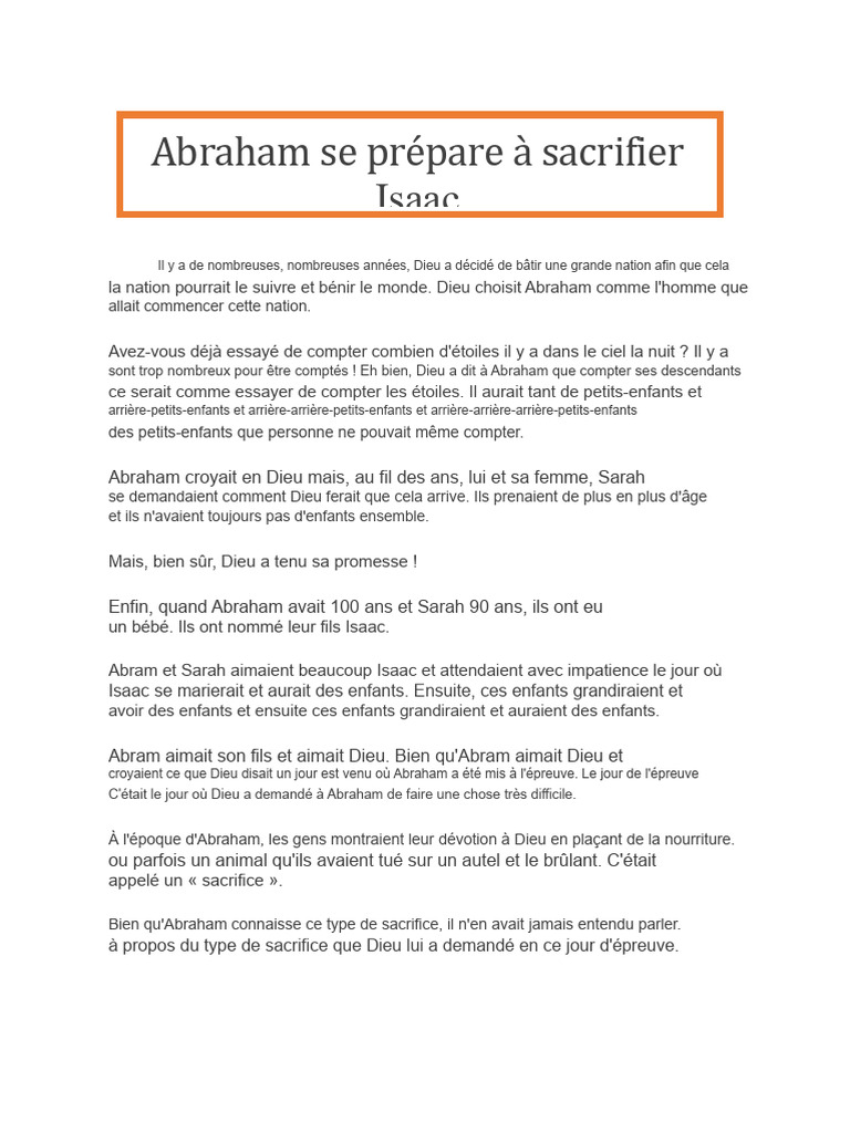 Abraham et le sacrifice d'Isaac | PDF | Abraham | Isaac