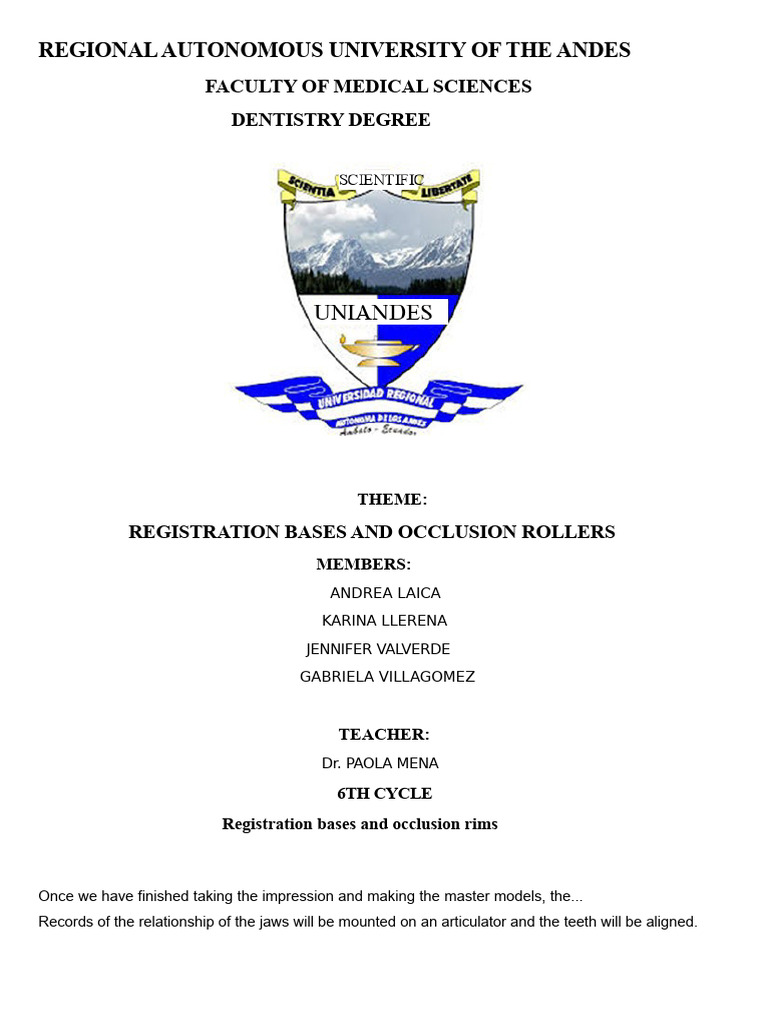 Registration Bases & Occlusion Rims Guide | PDF | Dentures | Tooth