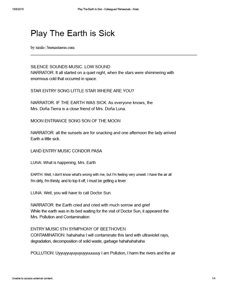Play The Earth Is Sick - Colleagues' Rehearsals - Xiralo | PDF