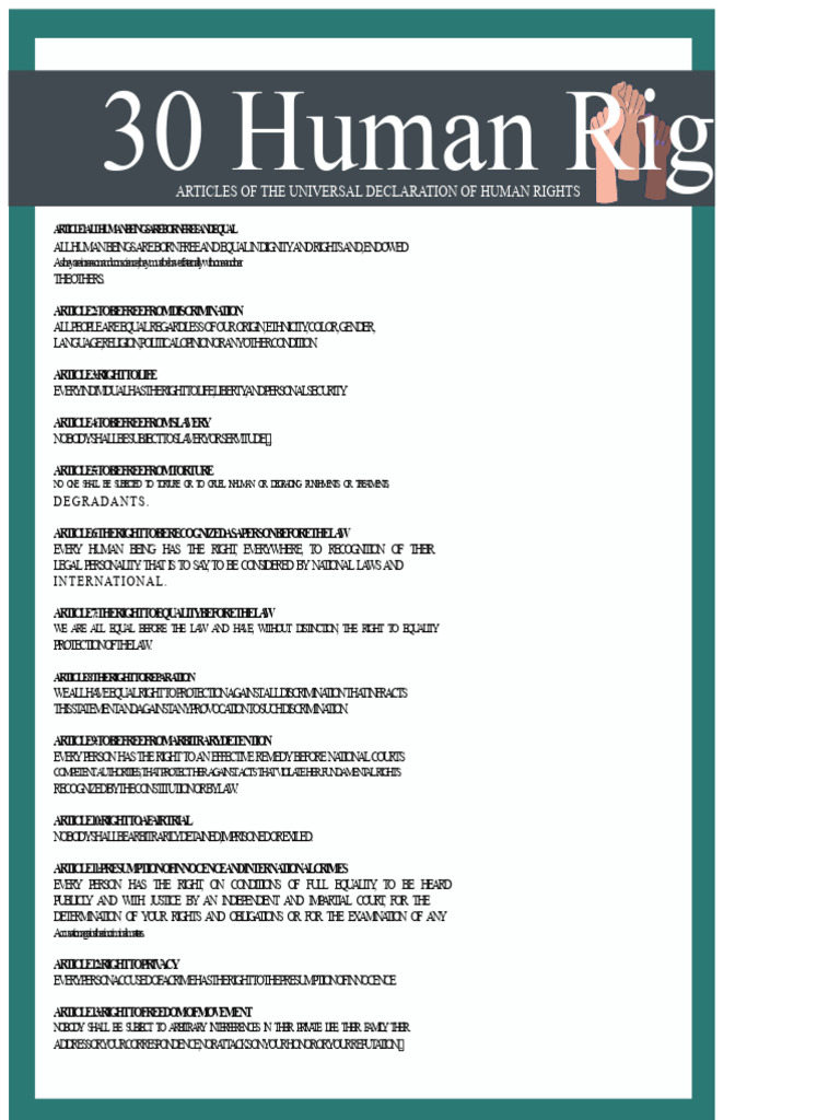 Overview of Human Rights Articles | PDF | Human Rights | Social Equality