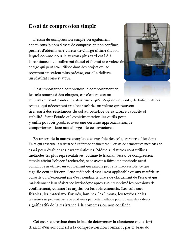 Essai de compression simple du sol | PDF | Résistance des matériaux ...