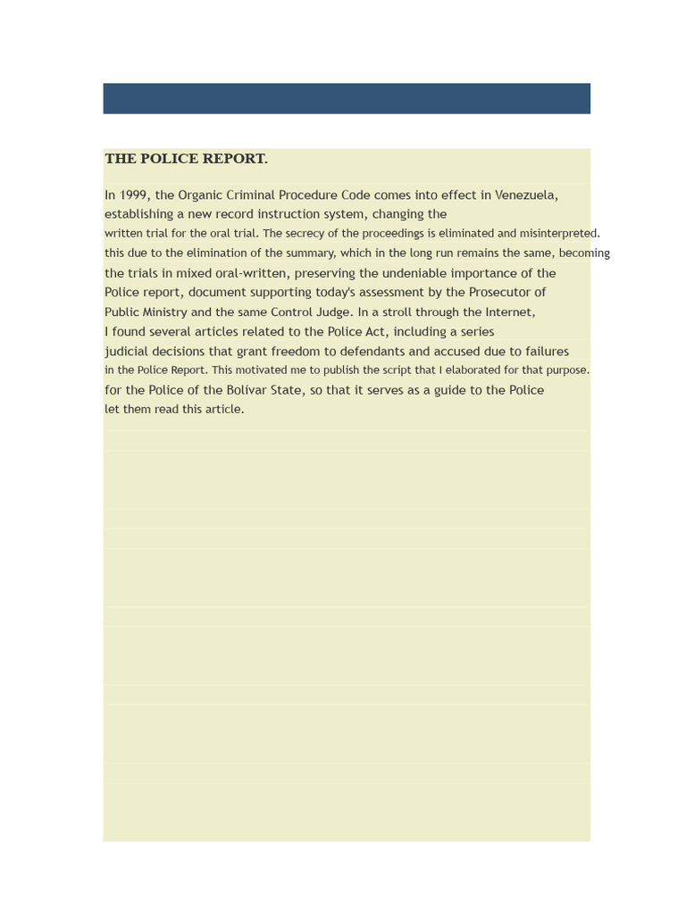 Guide to Writing Police Reports in Venezuela | PDF | Prosecutor | Police