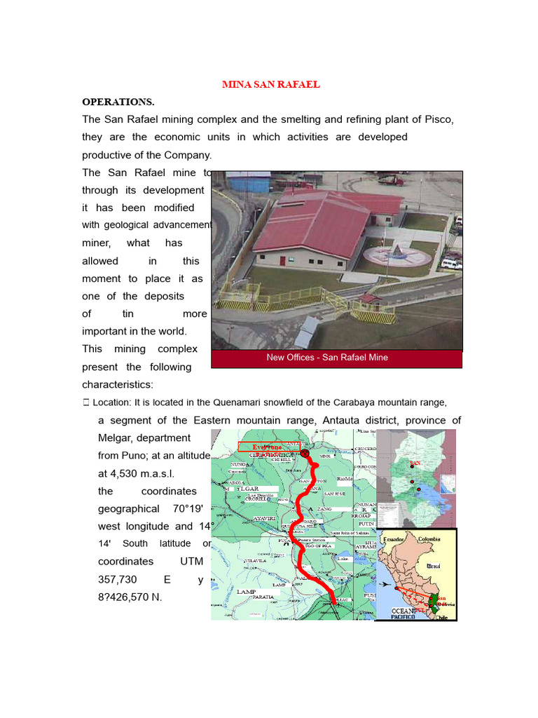 San Rafael Mining Operations Overview | PDF | Mining | Tin
