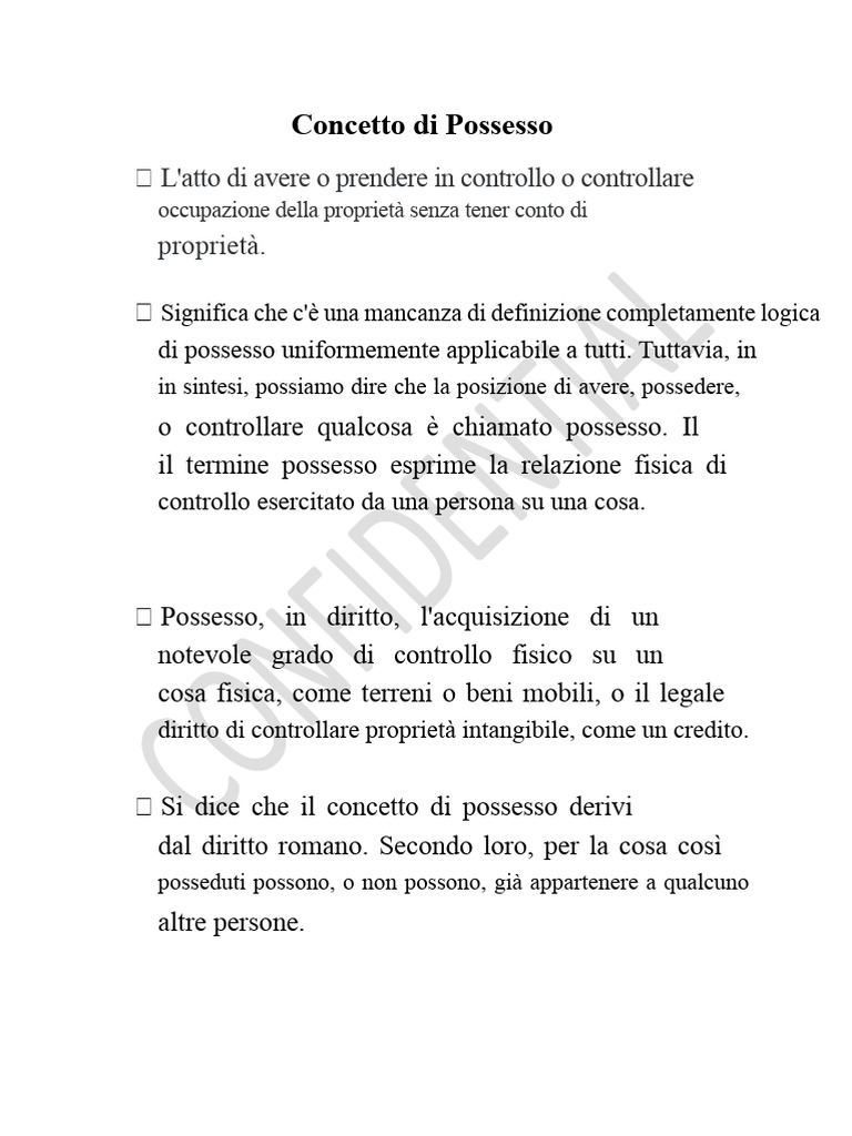 1.4 Concetto Di Possesso e Proprietà | PDF