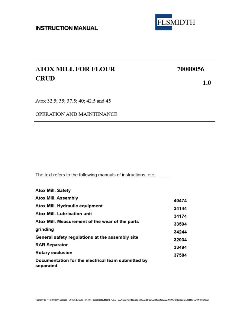 ATOX Mill Operation & Maintenance Guide | PDF | Mill (Grinding) | Turbine