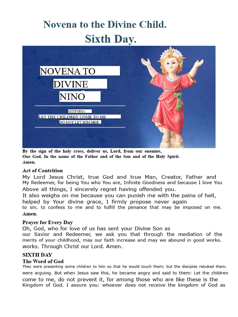 Sixth Day Novena to the Divine Child | PDF | Jesus | Systematic Theology